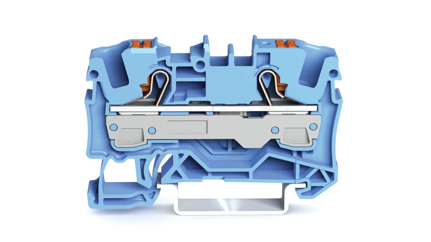 WAGO 2206-1204 TOPJOB S, 2206 Series Blue, 6mm², Single-Level, Push-In Cage Clamp Termination, ATEX, IECEx
