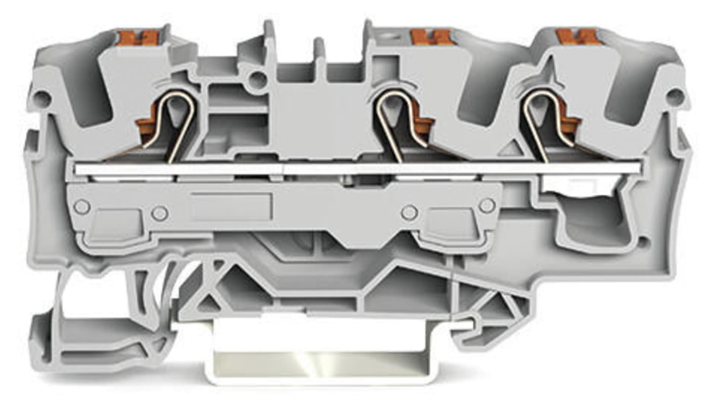 WAGO TOPJOB S, 2206 Series Grey Feed Through Terminal Block, 6mm², Single-Level, Push-In Cage Clamp Termination, ATEX,