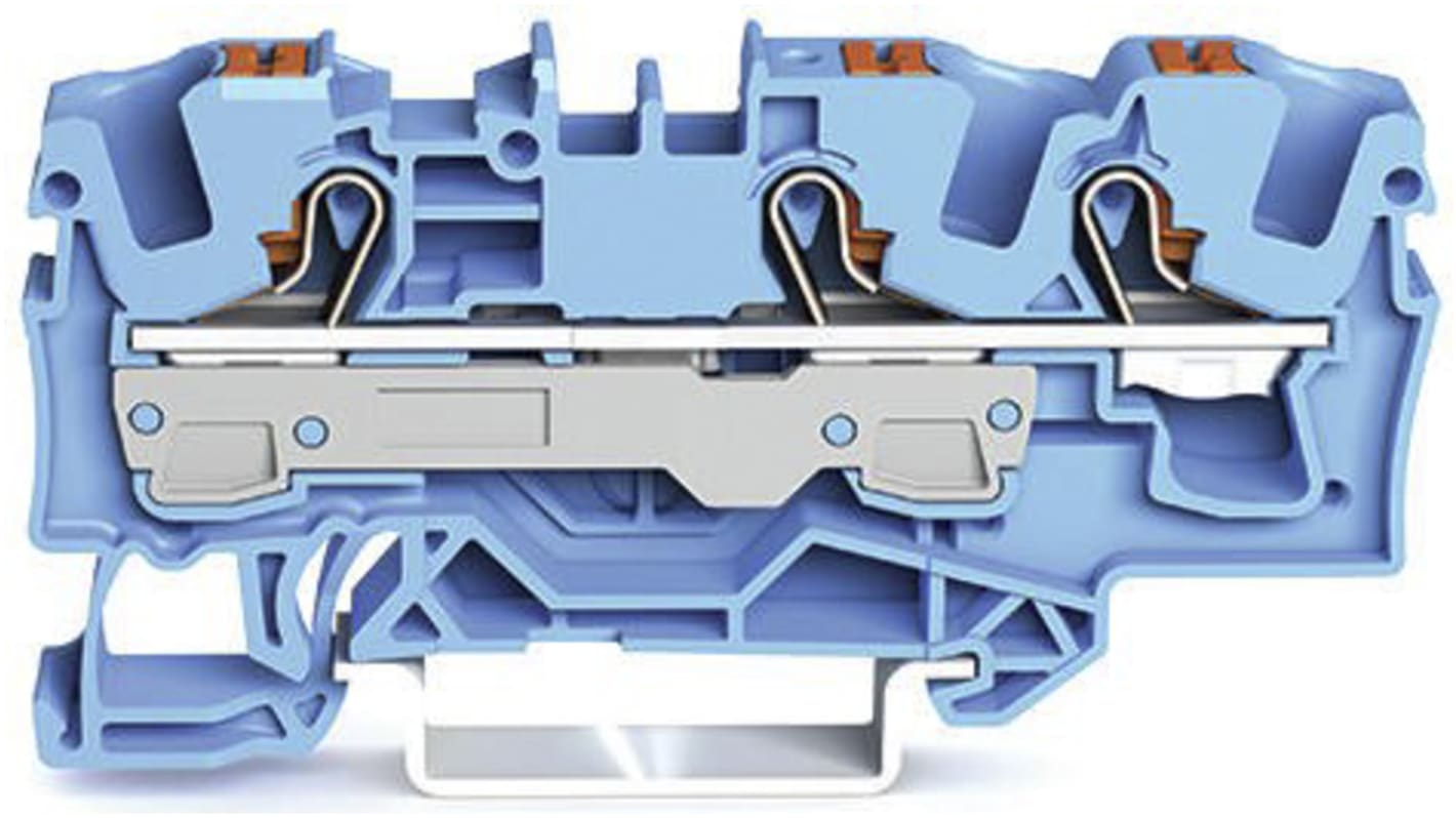 WAGO 2206-1304 TOPJOB S, 2206 Series Blue, 6mm², Single-Level, Push-In Cage Clamp Termination, ATEX, IECEx