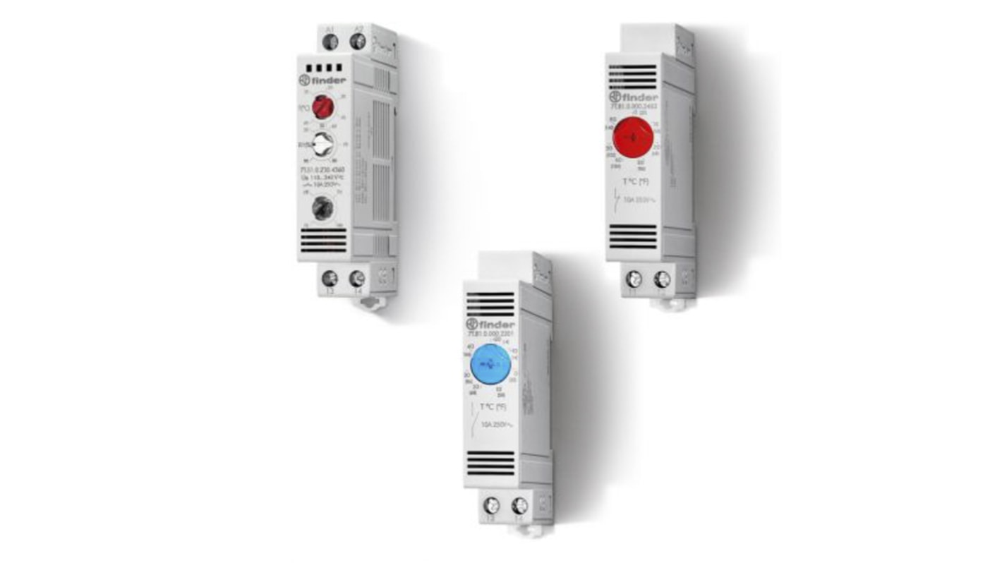 Finder 7T NC Enclosure Thermostat, 10A, 110 → 240 V ac/dc, -20 → +40 °C