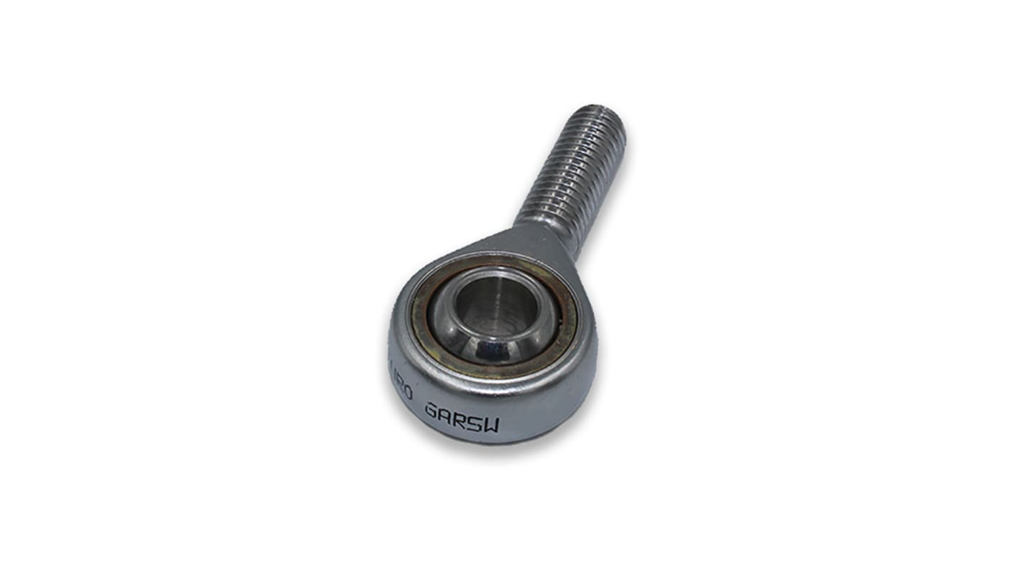 Fluro M6 x 1 Male Stainless Steel Rod End, 6mm Bore, 46mm Long, Metric Thread Standard, Male Connection Gender