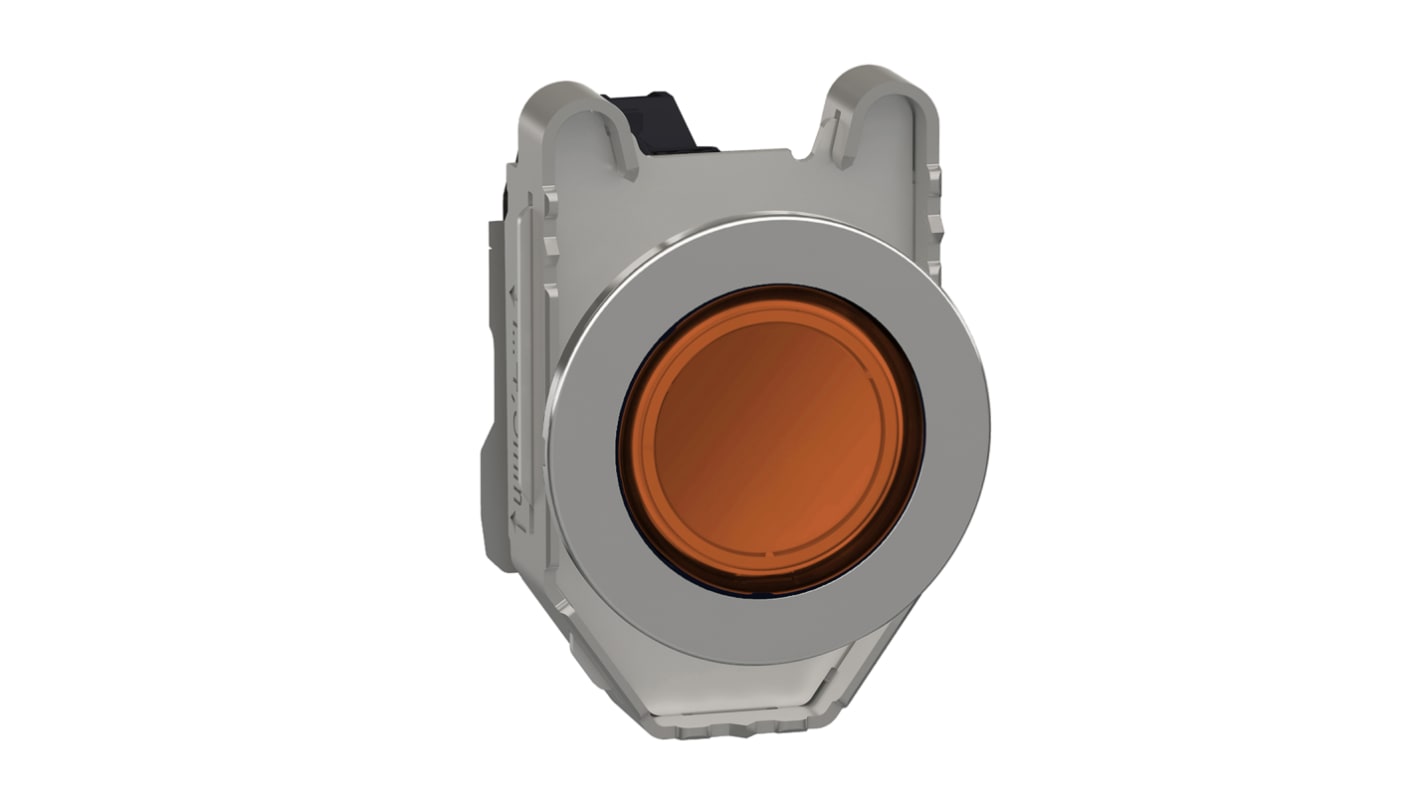 Schneider Electric, XB4, Flush Mount Orange Universal LED Pilot Light, 30mm Cutout, Round, 100 → 132V ac
