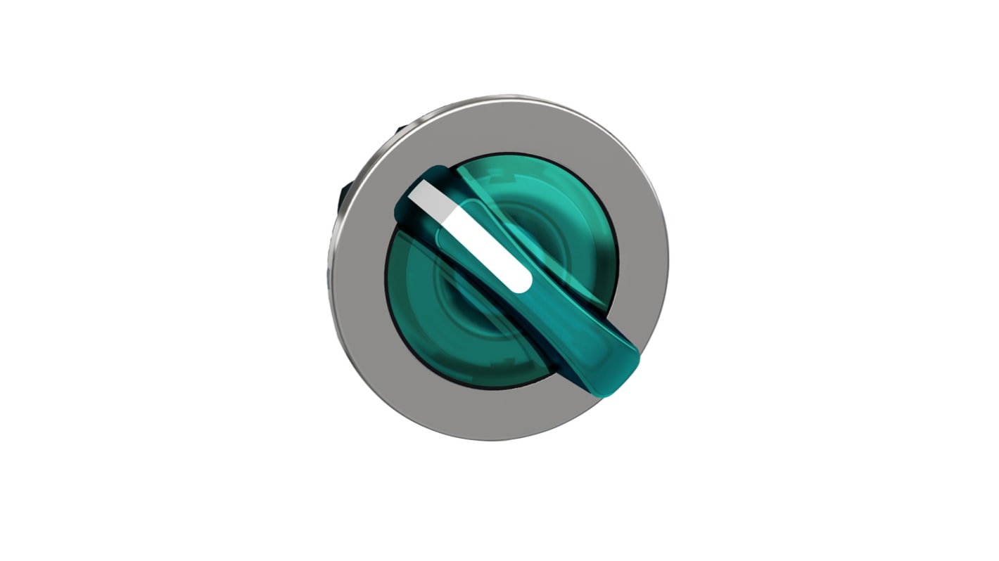 Schneider Electric ZB4 Series 2 Position Selector Switch Head, 30mm Cutout, Green Handle