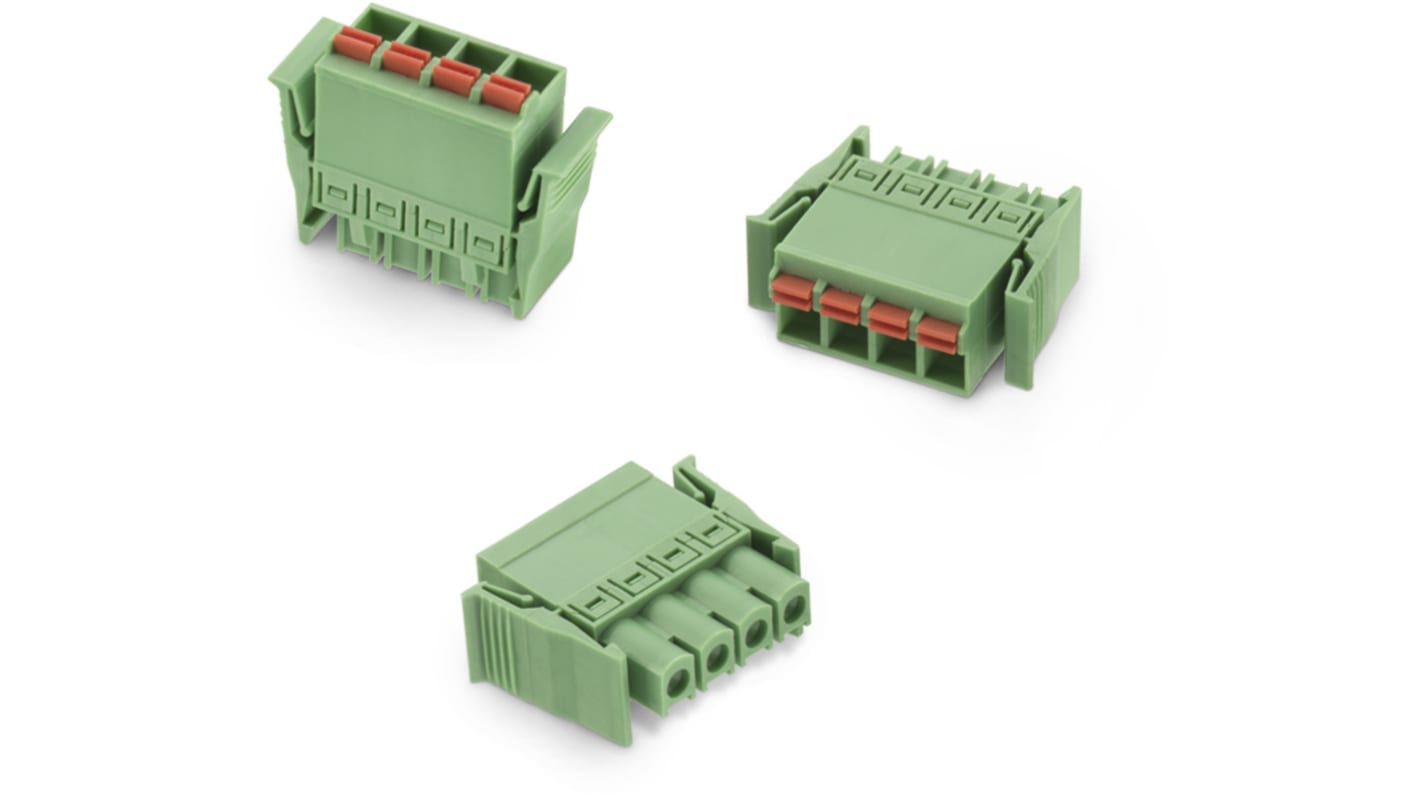 Wurth Elektronik 5.08mm Pitch 4 Way Vertical Pluggable Terminal Block, Plug, Cable Mount, Solder Termination