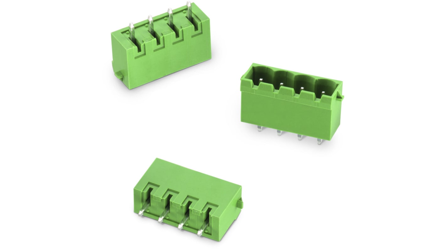 Wurth Elektronik, 5.08mm Pitch, WR-TBL, 4 Way, Vertical, Pluggable Terminal Block, Header, Through Hole, Solder