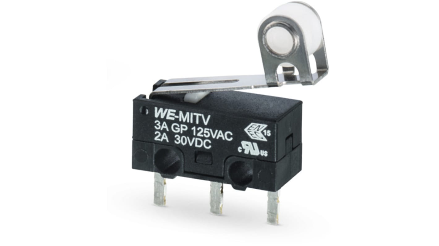 Wurth Elektronik Lever Micro Switch, Through Hole Terminal, 3 A, SP-CO