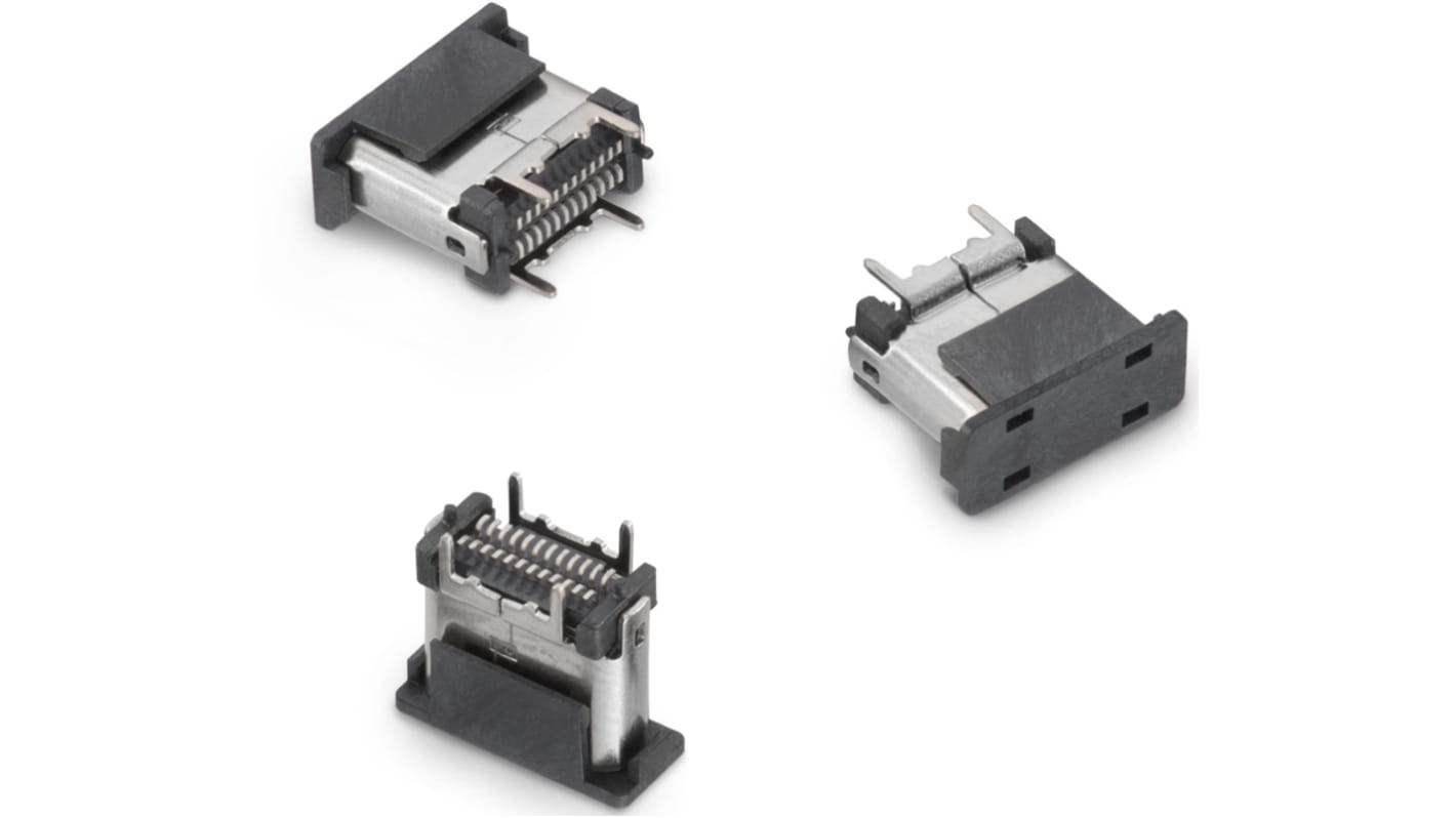 Conector USB Wurth Elektronik 632722110112, Hembra, Recto, Montaje Superficial, Versión 3.1, 20,0 V, 100,0 V., 5.0A,