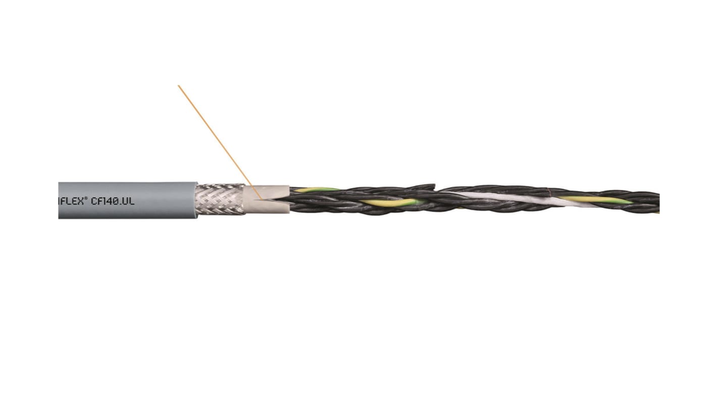 Câble de commande Blindé Igus chainflex CF140.UL, 3 x 2,5 mm², 14 AWG, gaine PVC Gris, 25m
