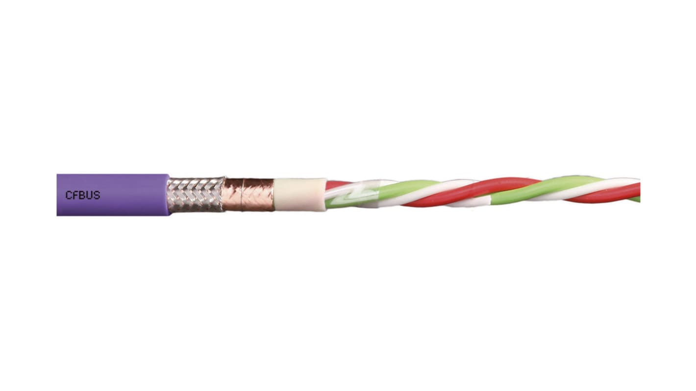 Igus chainflex CFBUS Data Cable, 4 Cores, 0.25 mm², Screened, 25m, Purple TPE Sheath, 24 AWG