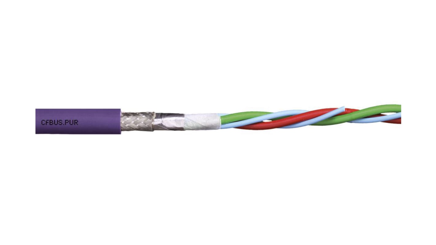 Igus chainflex CFBUS.PUR Datenkabel, 4-adrig x 0,25 mm² Violett / 5 A, 25m, 24 AWG, Kupfergeflecht verzinnt