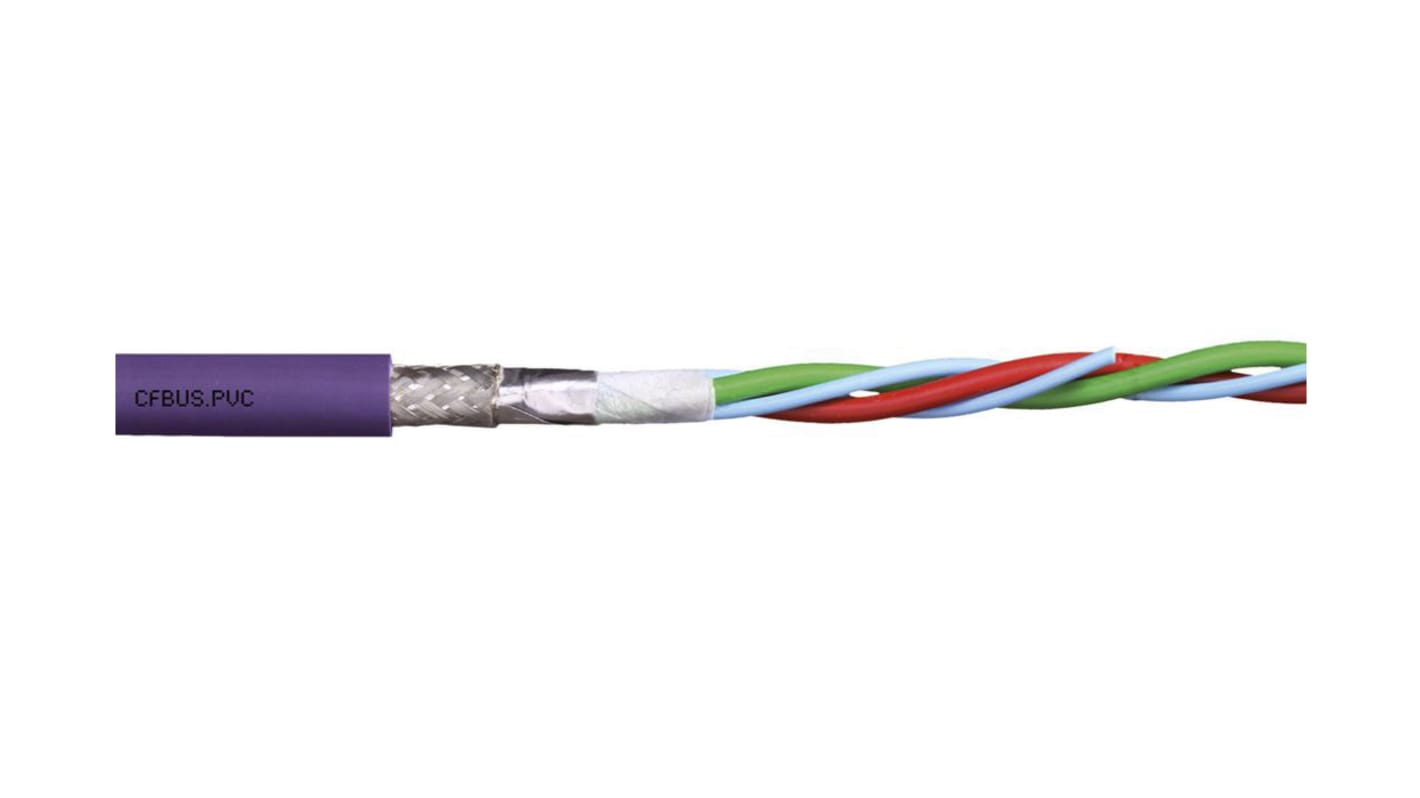 Igus chainflex CFBUS.PVC Data Cable, 2 Cores, 0.5 mm², Screened, 25m, Purple PVC Sheath, 20 AWG