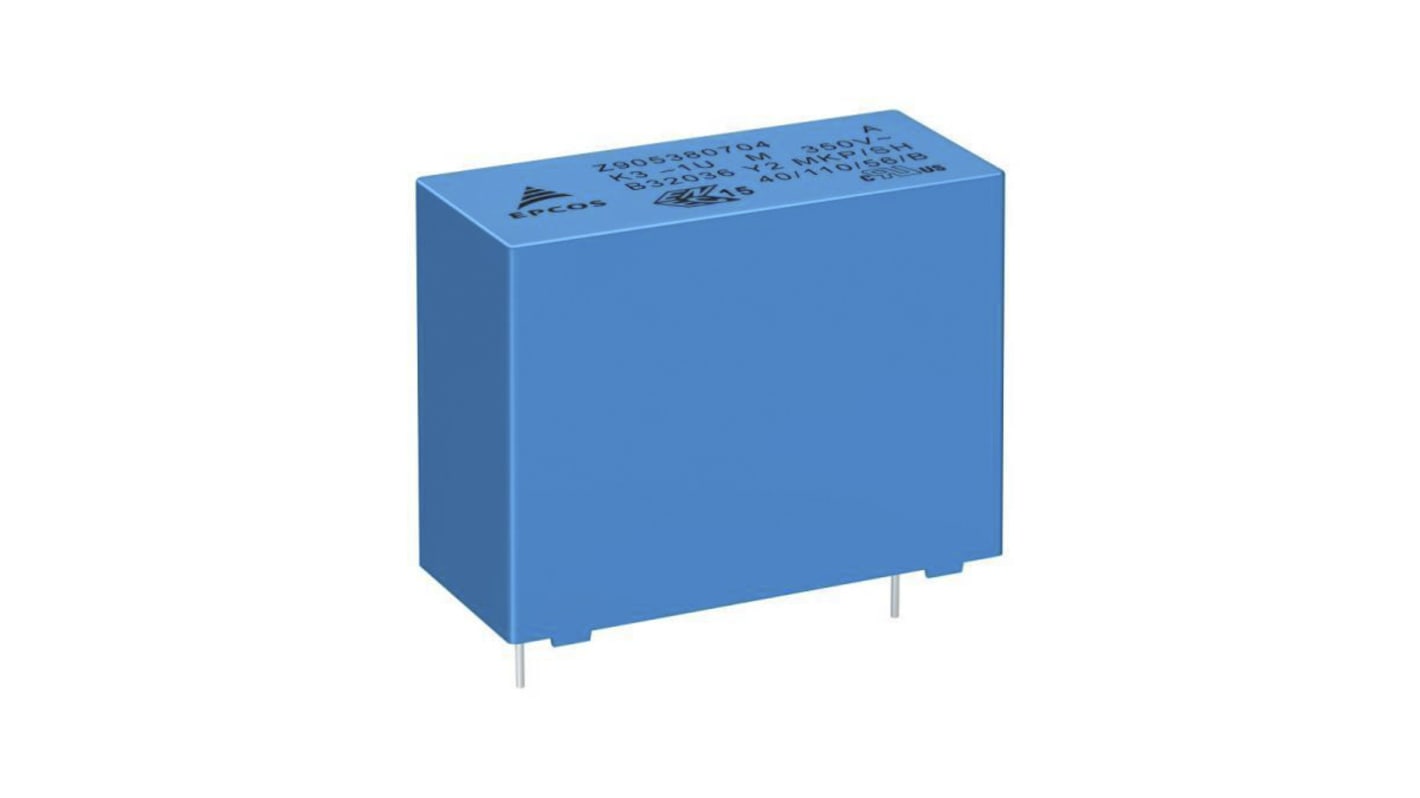 EPCOS B32033 Polypropylene Film Capacitor, 350V ac, ±20%, 150nF, Through Hole