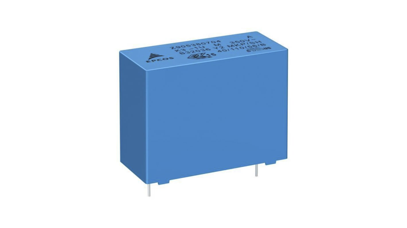 EPCOS B32033 Polypropylene Film Capacitor, 350V ac, ±10%, 150nF, Through Hole