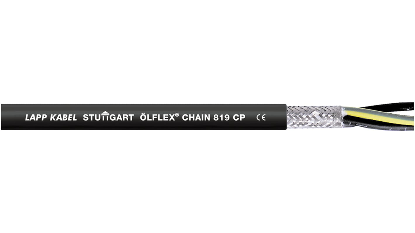 Lapp ÖLFLEX CHAIN 819 CP Control Cable, 25 Cores, 0.75 mm², CY, Screened, 50m, Black PUR Sheath