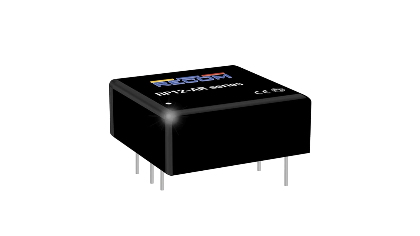 Recom RP12-AR DC-DC Converter, 5V dc/ 2.4A Output, 36 → 185 V dc Input, 12W, Through Hole, +100°C Max Temp -40°C
