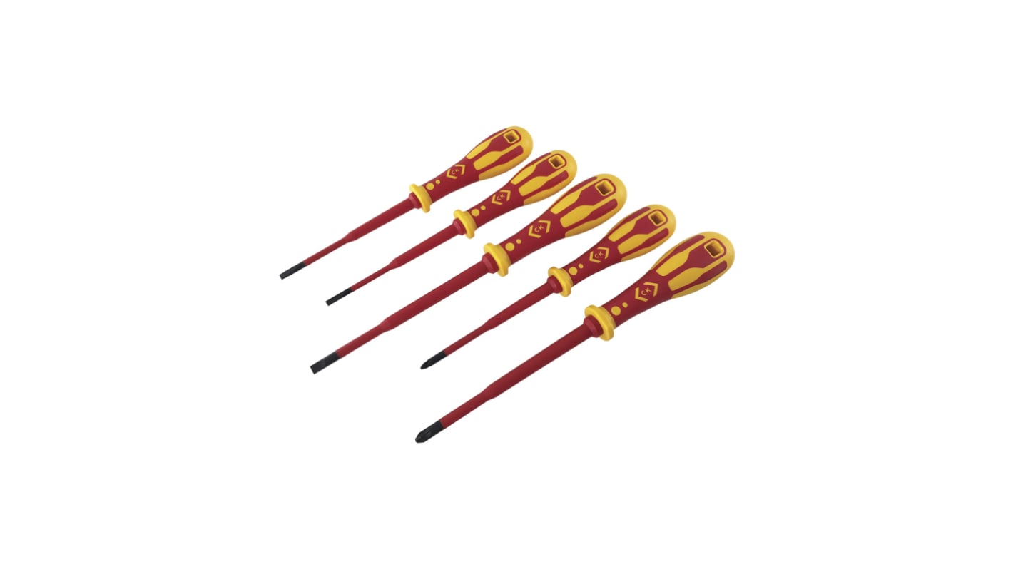 CK T49283D Pozidriv; Slotted Insulated Screwdriver Set, 5-Piece