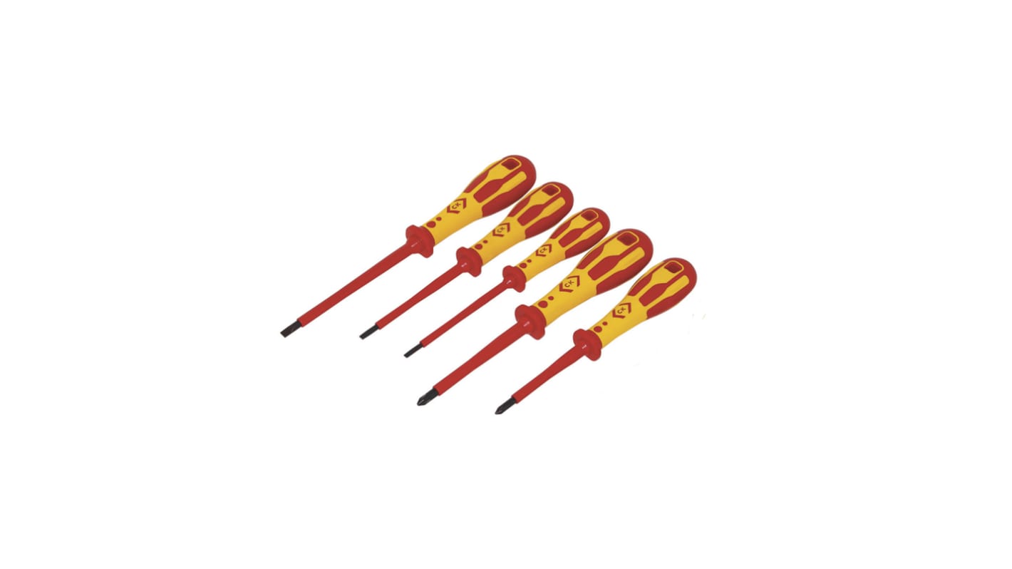 CK T49183D Pozidriv; Slotted Insulated Screwdriver Set, 5-Piece