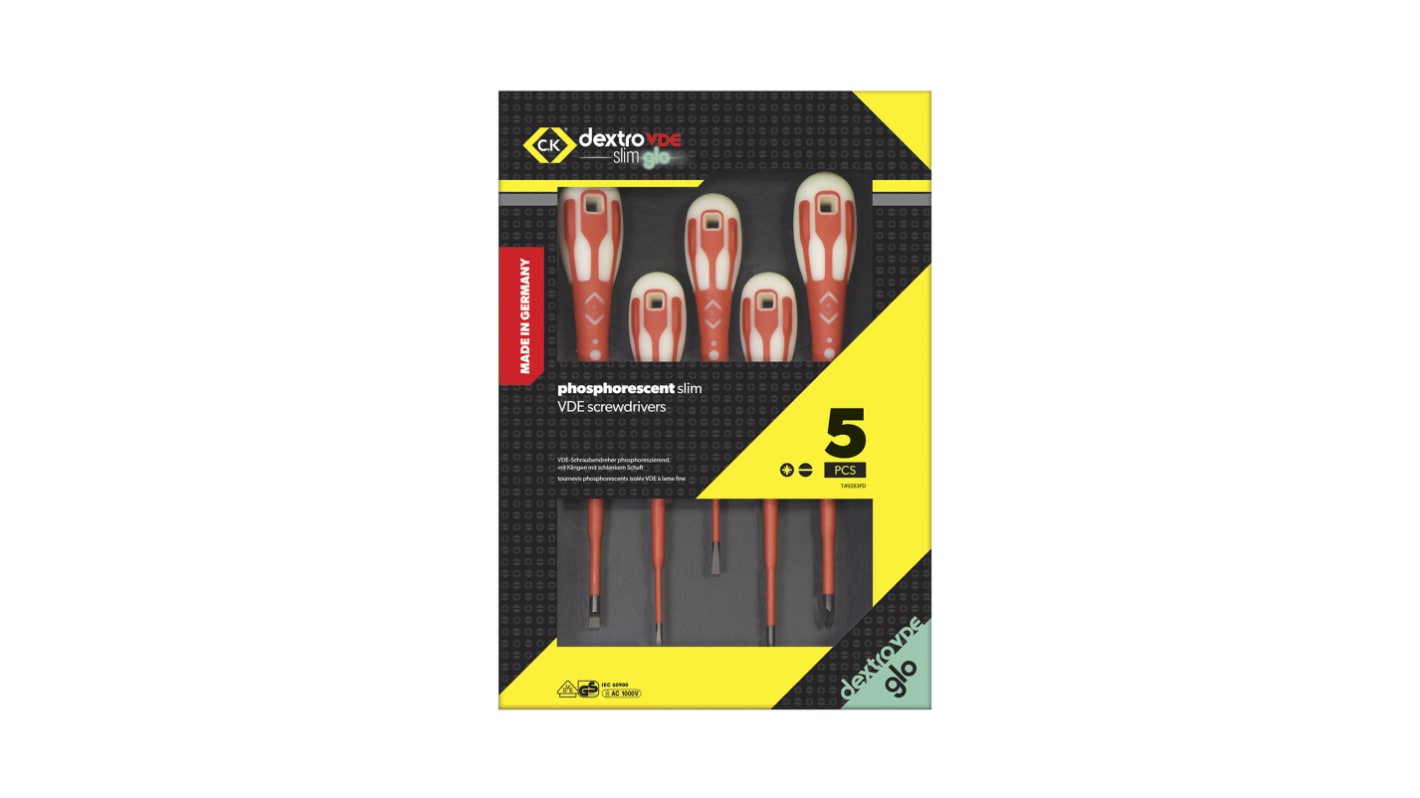 CK T49283PD Pozidriv; Slotted Insulated Screwdriver Set, 5-Piece