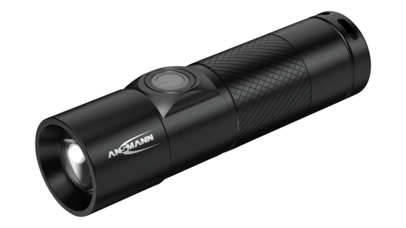 Ansmann 充电式手电筒, 300 lm, LED, 锂离子电池, 黑色, IP54, Future T-Series系列, T350 法兰