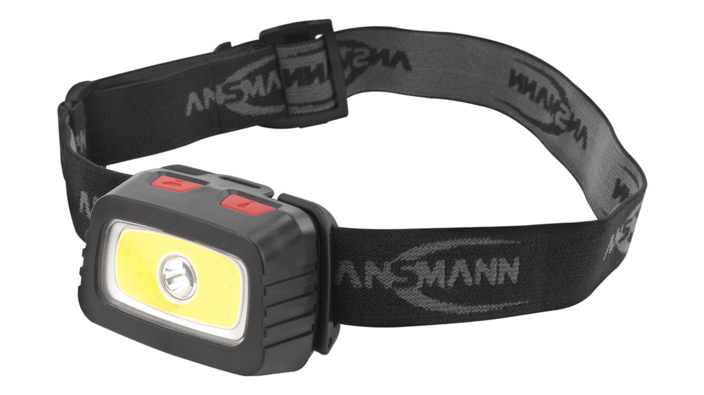 Ansmann LED充电头灯, 185lm, 50 m射程, AAA电池, IP44, 黑色, HD200B