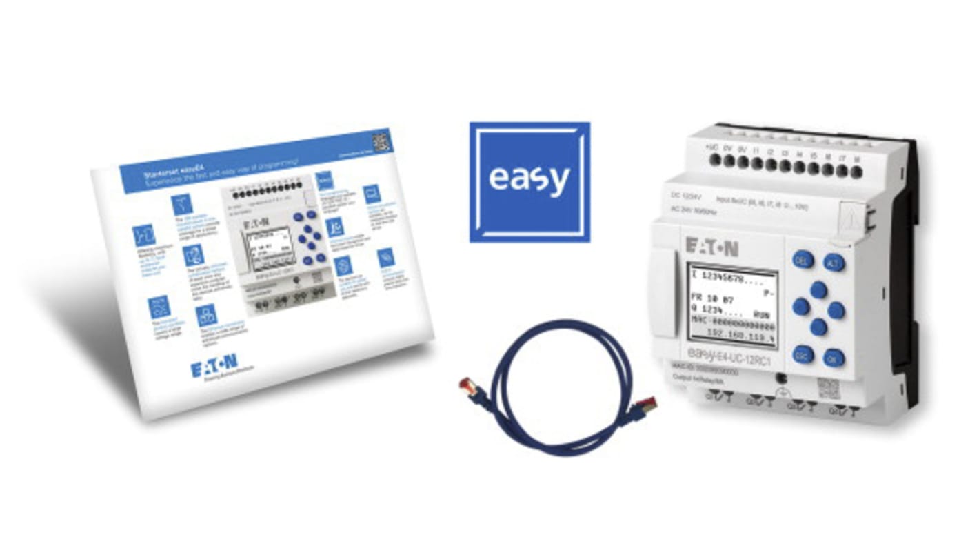 Eaton 入门套件, easy系列, 4x输出, 带显示器, RJ45通信端口类型, 数字输入, 微型 SD, 1端口