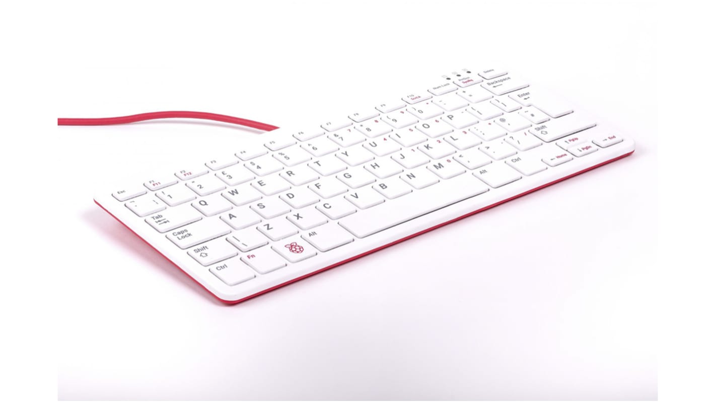 Teclado Raspberry Pi AZERTY (Francia) de color rojo y blanco