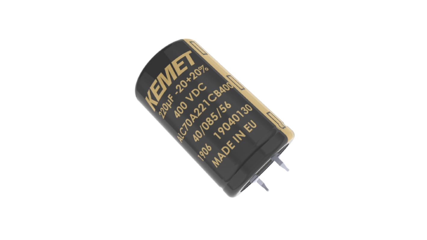 KEMET ALC70 Snap-In Aluminium-Elektrolyt Kondensator 1000μF ±20% / 400V dc, Ø 40mm x 60mm, +85°C