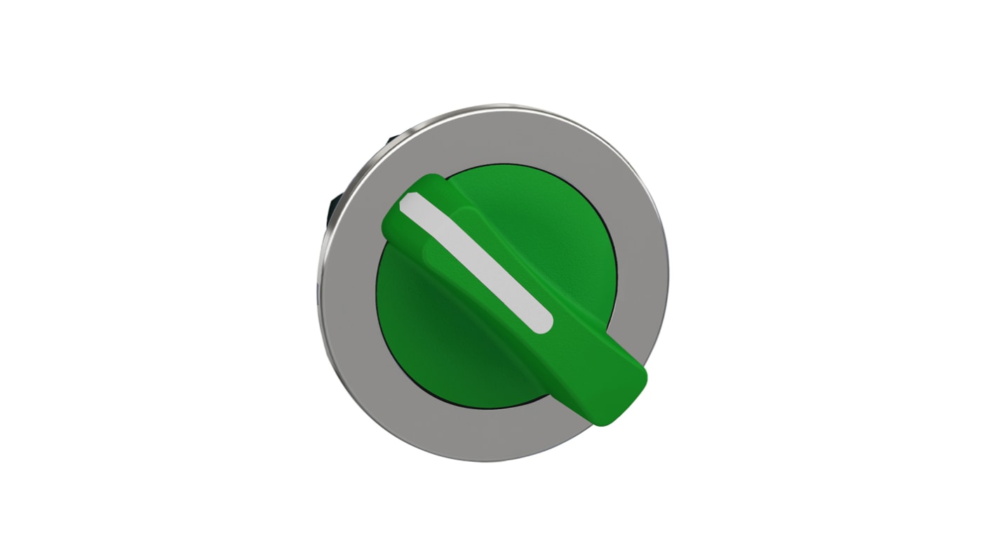 Schneider Electric ZB4 Series 2 Position Selector Switch Head, 30mm Cutout, Green Handle