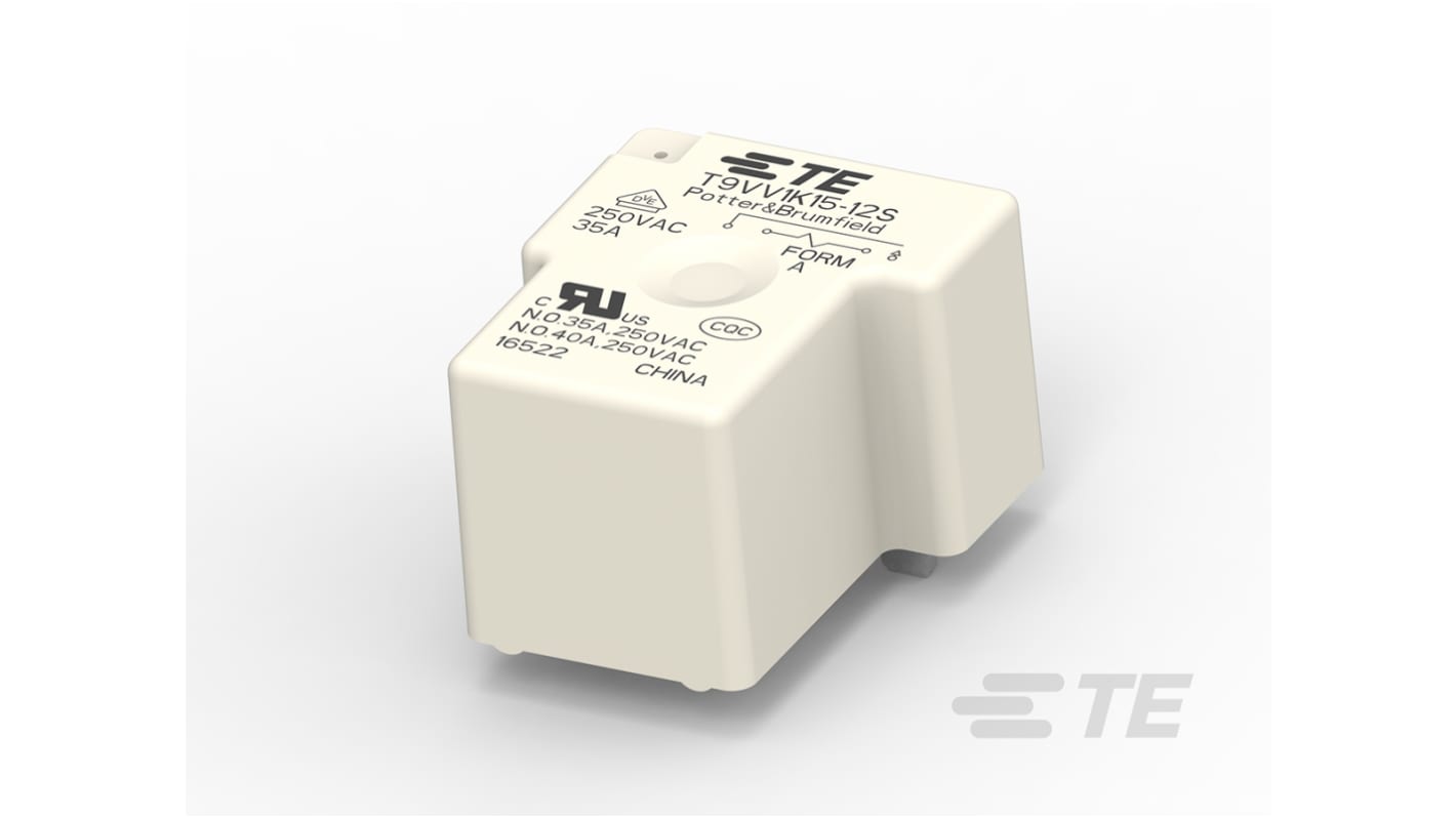 TE Connectivity PCB Mount Power Relay, 12V dc Coil, 40A Switching Current, SPST