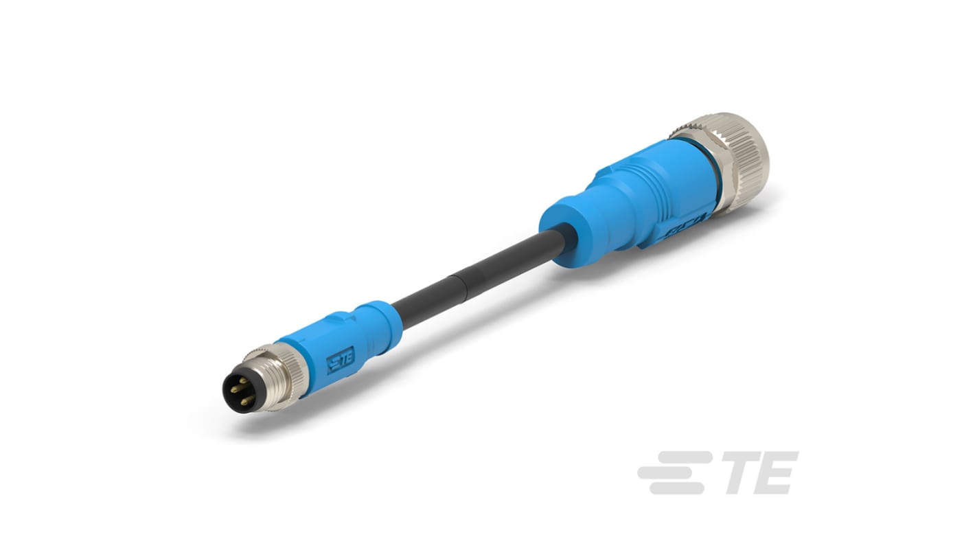 TE Connectivity Straight Male 4 way M8 to Straight Female 4 way M12 Sensor Actuator Cable, 500mm