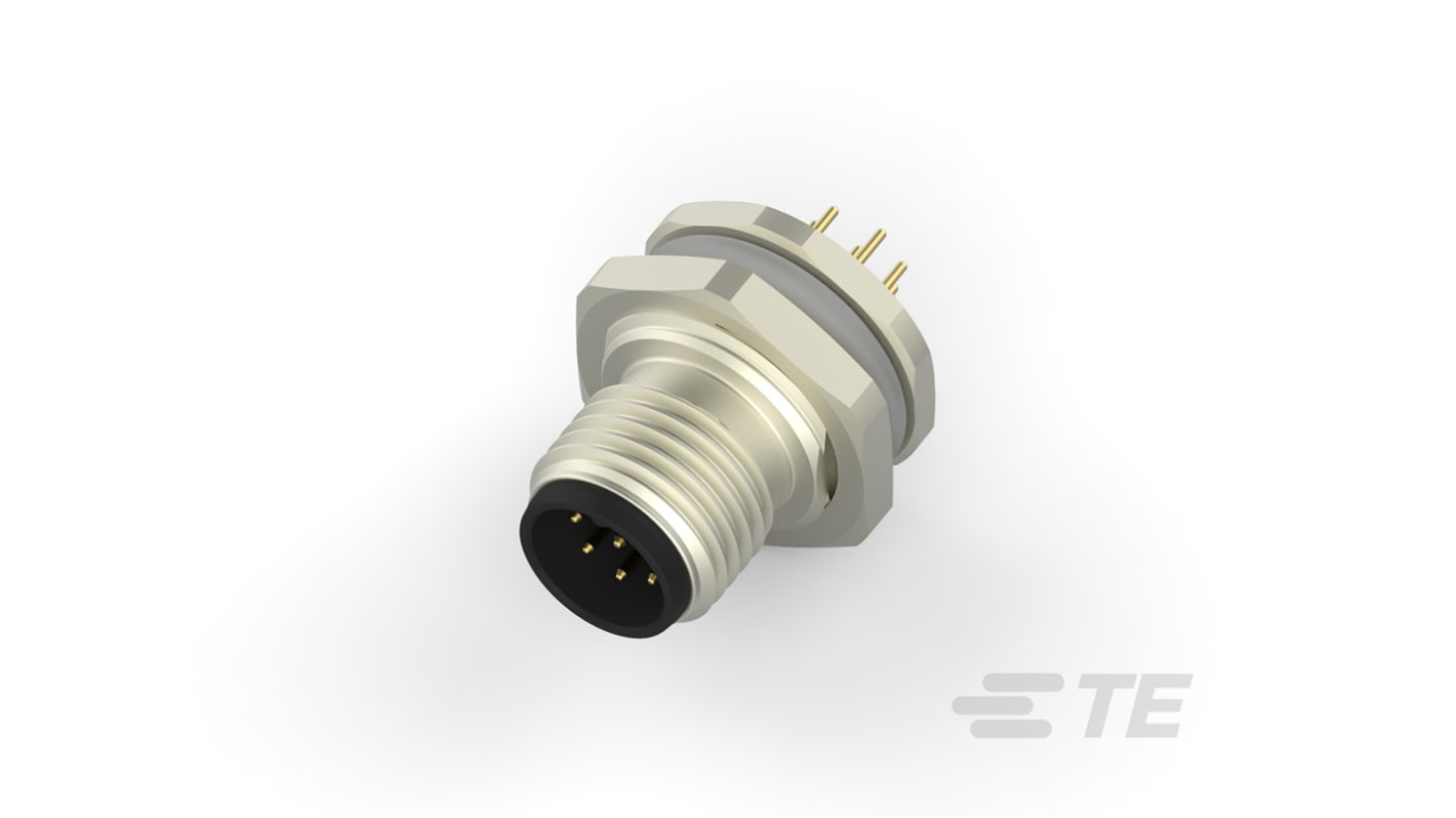 TE Connectivity Circular Connector, 8 Contacts, Front Mount, M12 Connector, Plug, Male, IP67