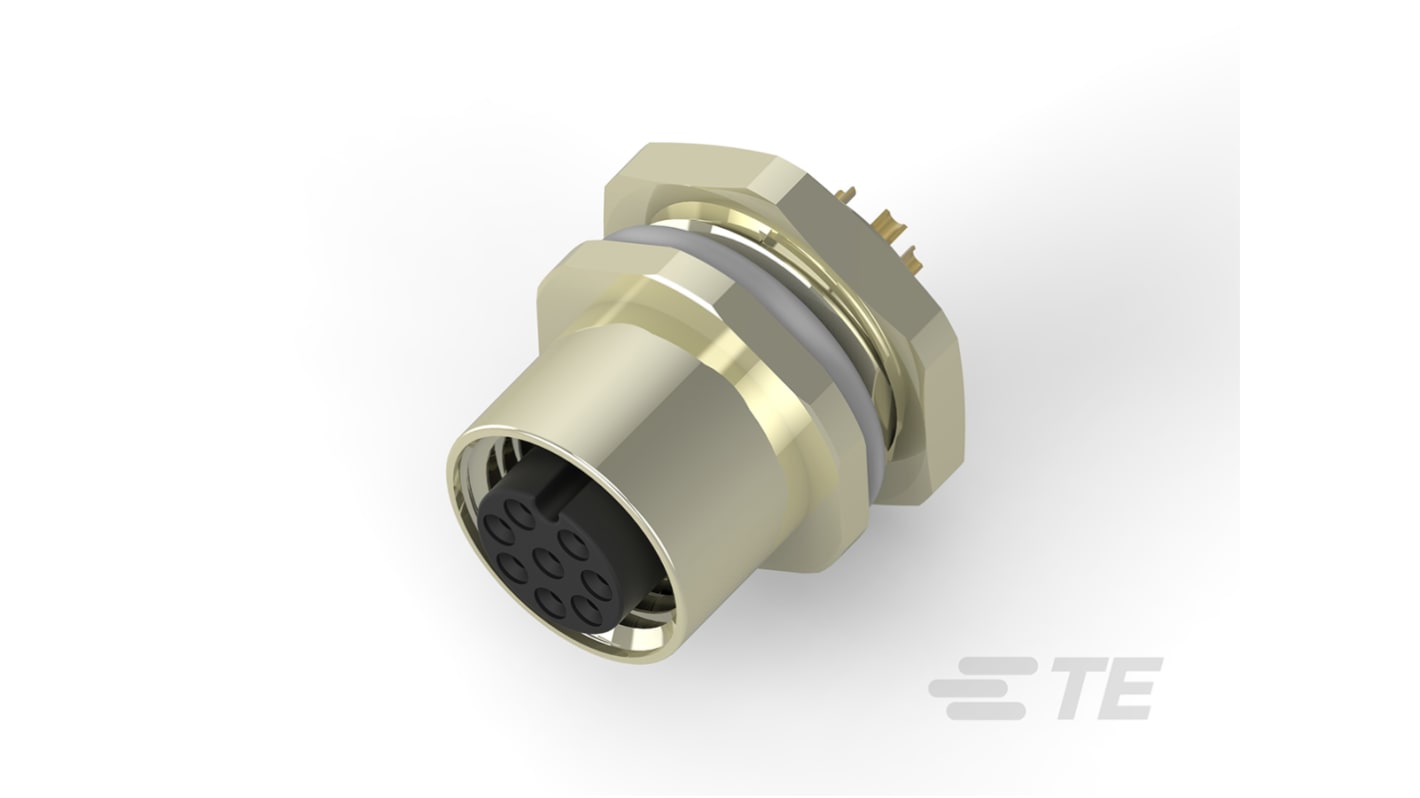 TE Connectivity Circular Connector, 8 Contacts, Front Mount, M12 Connector, Socket, Female, IP67