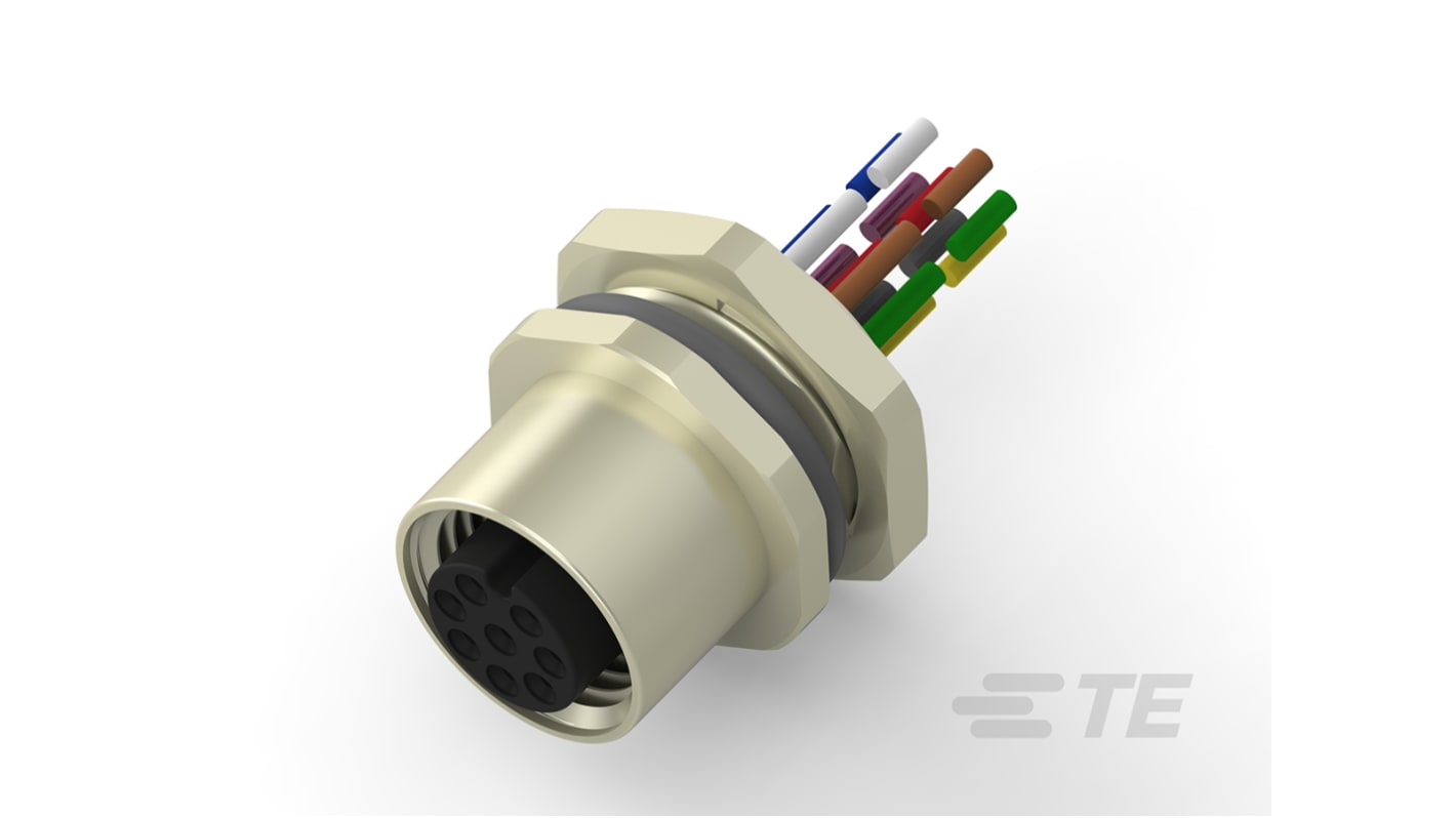 TE Connectivity Circular Connector, 8 Contacts, Front Mount, M12 Connector, Socket, Female, IP67