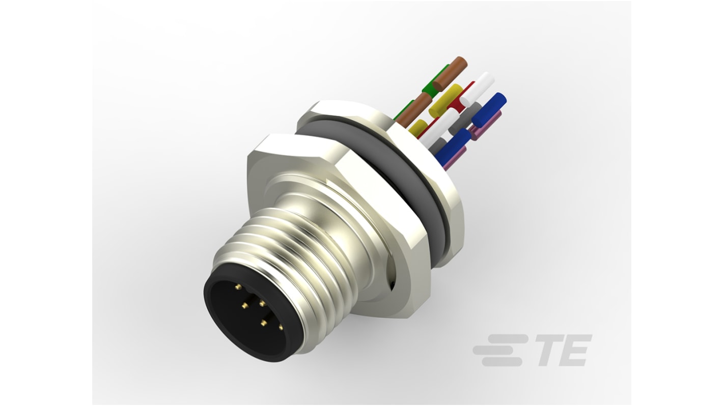 TE Connectivity Circular Connector, 8 Contacts, Rear Mount, M12 Connector, Plug, Male, IP67