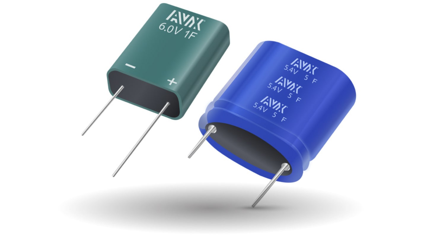 Superkondenzátor, řada: SCM 2.5F 0 → +100% 360mΩ 4.2V dc, Průchozí otvor, 10 (Dia.) x 22mm KYOCERA AVX