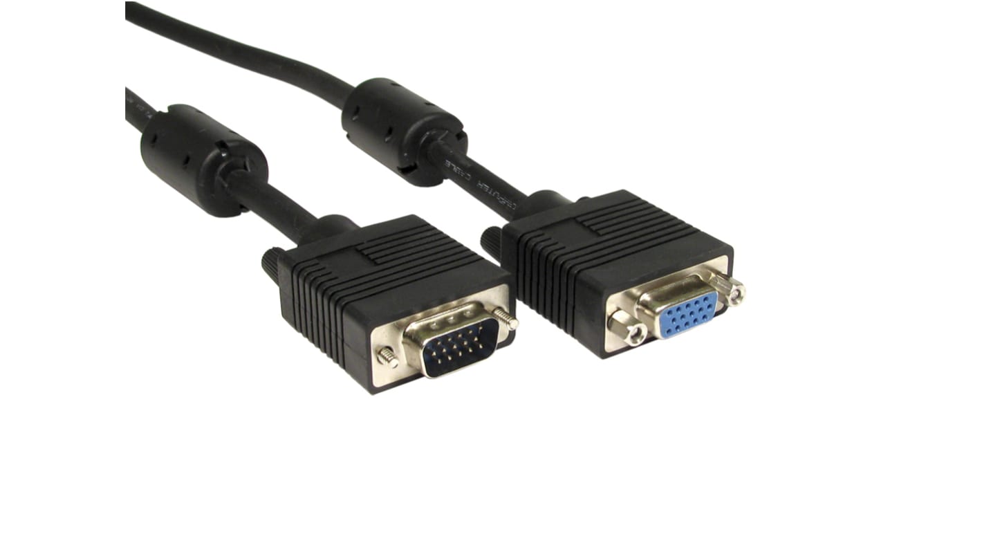 Cavo VGA RS PRO VGA Maschio/VGA Femmina, lungh. 7m, col. Nero