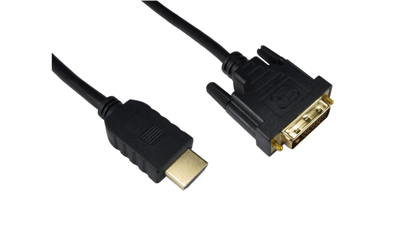 RS PRO HDMI-Kabel A HDMI Stecker B DVI-D Single Link Stecker 4K max., 20m, Schwarz