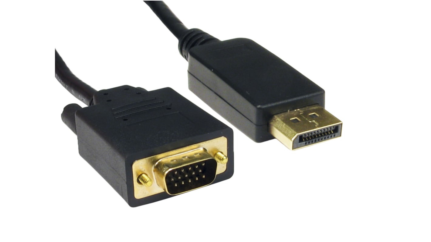 RS PRO Male DisplayPort to Male VGA, PVC  Cable, 1080p, 5m