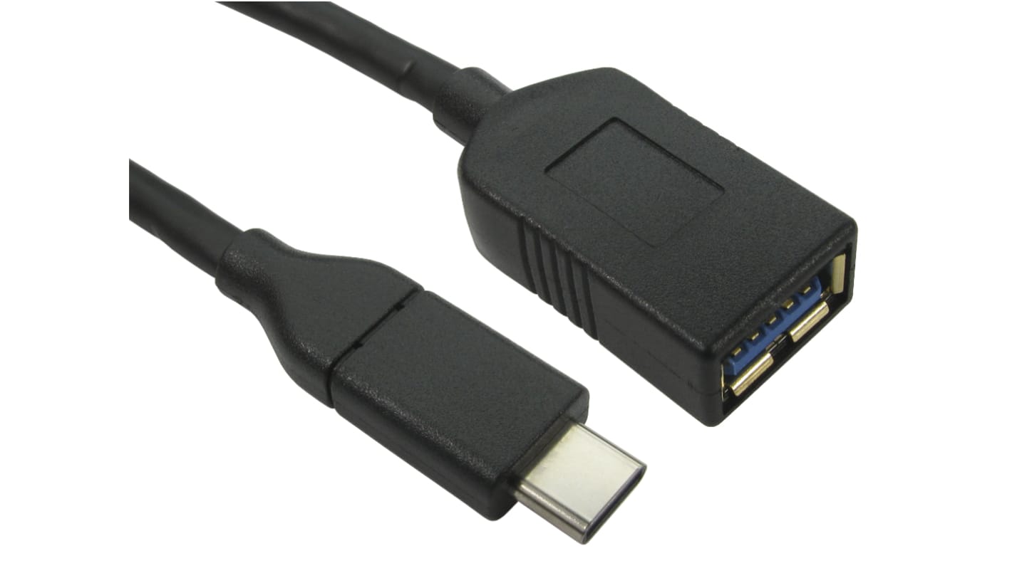 RS PRO USB 3.0, USB 3.1 Cable, Male USB C to Female USB A Cable, 500mm