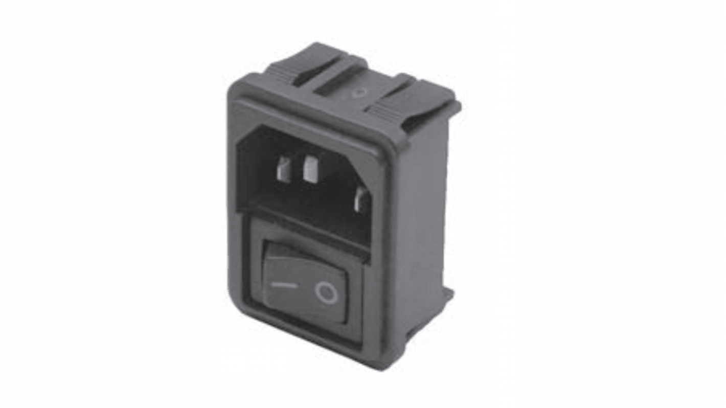 TE Connectivity IEC規格 C14 IECインレット, 15A 250 V ac 2極 スナップイン