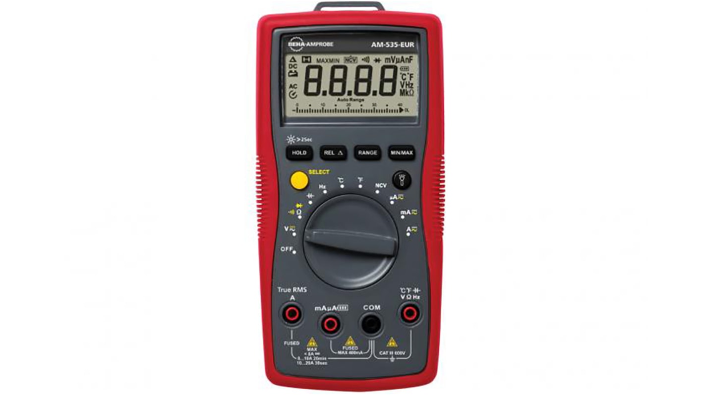 Multímetro Beha-Amprobe Am-535-EUR, 600V ac/600V dc, 20A ac/20A dc, TRMS, CAT III