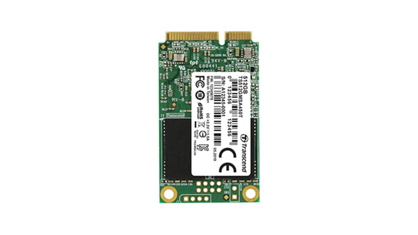 Transcend MSA450T, mSATA Intern HDD-Festplatte SATA III Industrieausführung, TLC, 128 GB, SSD