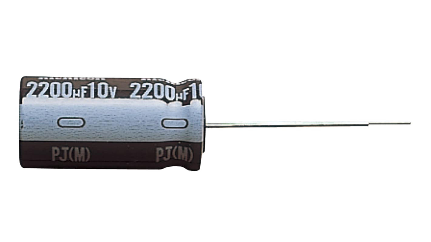 Condensatore Nichicon, serie PJ, 22μF, 100V cc, ±20%, +105°C, Radiale, Foro passante