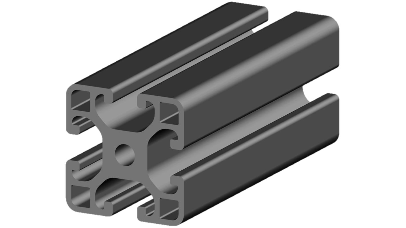 RS PRO Black Aluminium Profile Strut, 40 x 40 mm, 8mm Groove, 3000mm Length