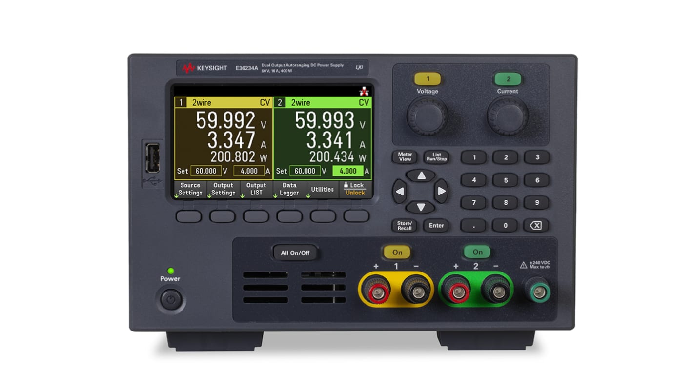 Keysight Technologies E36200 Series Digital Bench Power Supply, 0 → 60V dc, 0 → 10A, 2-Output, 400W