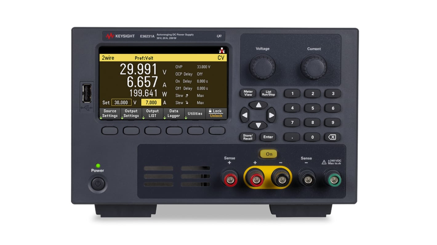 Fuente de alimentación Keysight Technologies E36231A, calibrado UKAS, 1 salida, 0 → 30V dc, 0 → 20A, 200W