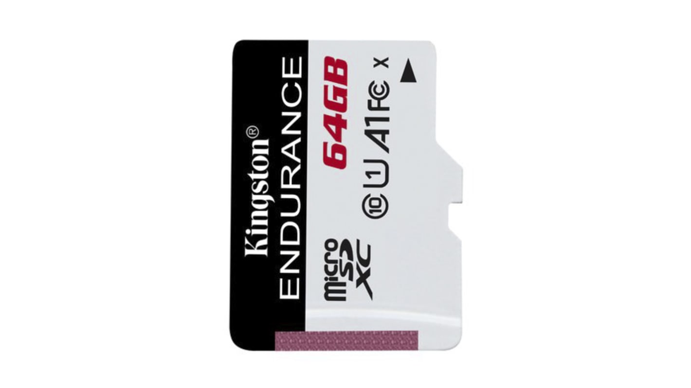 Kingston 64 GB MicroSD卡, TLC, Class 10, UHS-1 U1, -25 → +85°C, Endurance系列