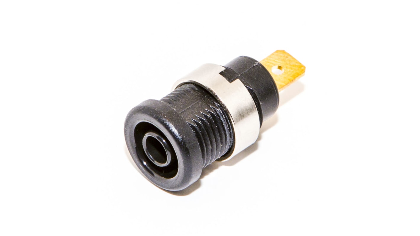 Mueller Electric Black Female Banana Socket, 4 mm Connector, Solder Termination, 36A, 1000V, Gold Plating