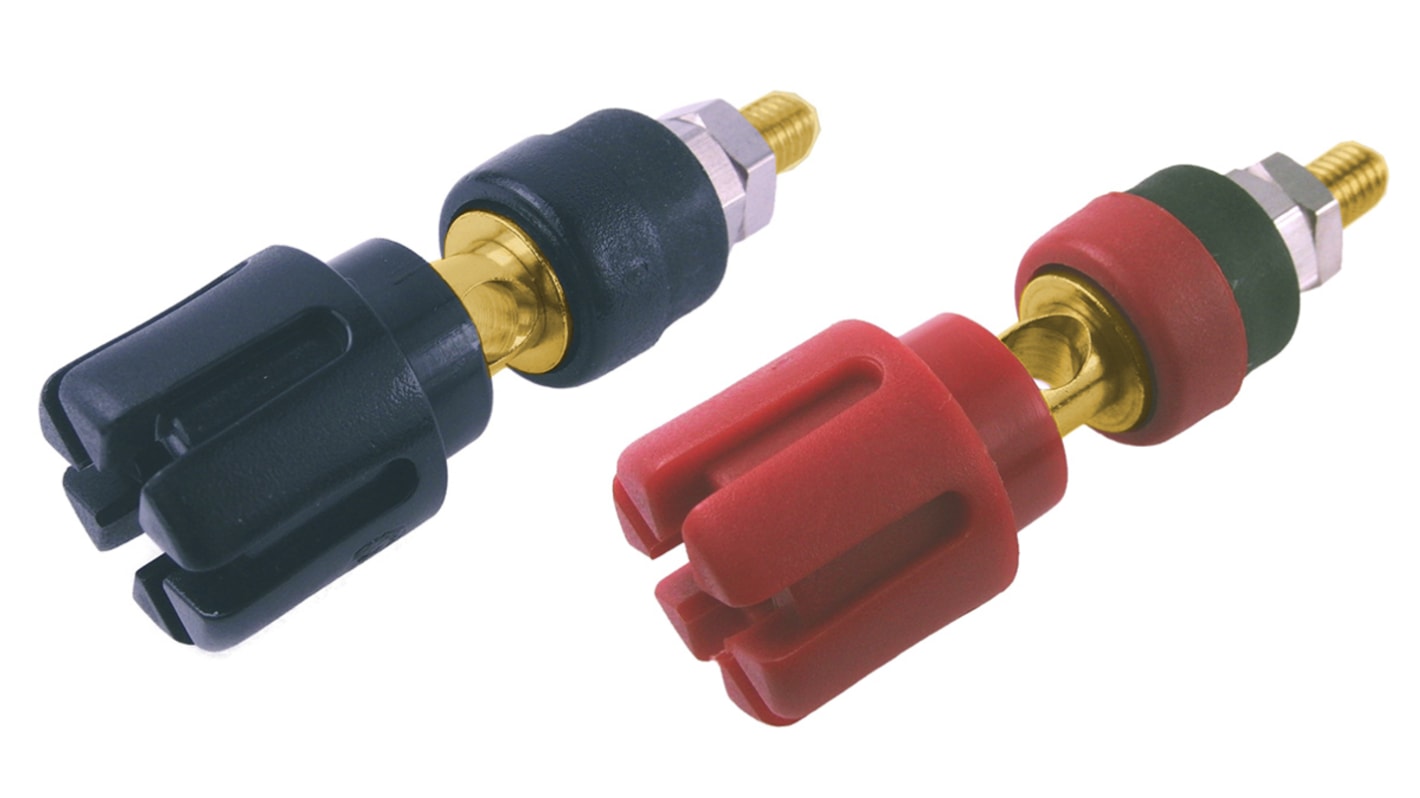 RS PRO 30A, Black, Red Binding Post and Gold Plated - 7.2mm Hole Diameter