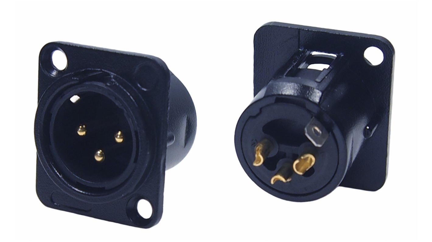 RS PRO Stecker 3-polig Tafelmontage Schwarz XLR-Steckverbinder, 1.400 V (Withstand